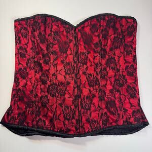 NWT Daisy Corsets Women Lavish Red & Black Lace Front Zipper Corset 3XL Vampire